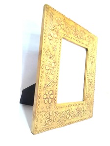 Handcrafted <b>Gold</b> Floral Engraved Metal <b>Frame</b> Stylish Classic Design Perfect for Elegant Home Decor or Special Occasions - Product Image 2