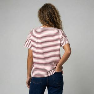 Camiseta Marinera Informal de Manga Corta con Cuello Redondo, Tejido de Malla a Rayas Transpirable, 85% Viscosa - Product Image 2