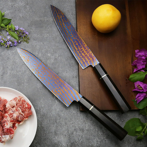 Premium VG10 High Carbon Stainless Steel Ultra <b>Sharp</b> 8" Chef <b>Knife</b> Burned Blue Blade Ebony Wood Handle Razor <b>Sharp</b> <b>Kitchen</b> <b>Knife</b> - Product Image 2