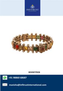 Brazaletes con tachuelas de piedra Navaratna de diseño personalizado de forma cuadrada minimalista para novias como regalos de compromiso a precio directo de fábrica - Product Image 2