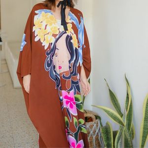 Abaya Kaftan à la mode avec fleurs brillantes Long Flowy Fit pour les femmes Parfait pour l'été Style modeste Look - Product Image 3