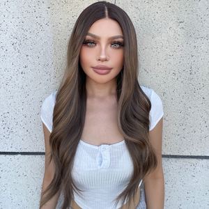 Molly-DWY for Ombre T-Part Synthetic <b>Wig</b> Transparent <b>Lace</b> Front Brown Blonde Tresses with Wavy Style - Product Image 1