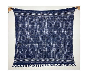 Top Selling 100% Cotton Mudcloth Woven Block Printed <b>Sofa</b> <b>Bed</b> <b>Cover</b> Plain Style with Bohemian Turkish Fringes Handloom Blanket - Product Image 1