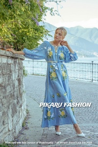 Vestido de cóctel para mujer, bordado floral, manga larga, diseño explosivo, ukraniano - Product Image 4