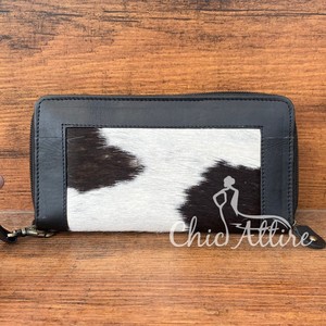 กระเป๋าสตางค์หนังวัวสุดหรูแบบตะวันตกสำหรับผู้หญิงกระเป๋าสตางค์หนังแท้มีซิปปิดกระเป๋าสตางค์ยาวกระเป๋าใส่บัตรเครดิต/โทรศัพท์ - Product Image 1