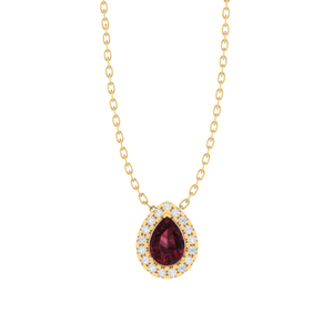 Trendy Geometric <b>Garnet</b> and Cubic Zirconia <b>Pendant</b> in Sterling Silver with Rose Gold Plating 18 Inch Chain 11x8mm - Product Image 4