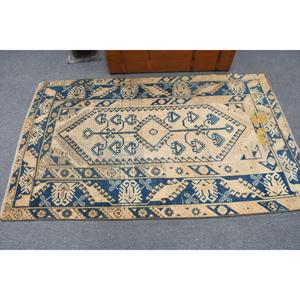 Alfombra Turca de 3.7x6 pies, Alfombra Vintage Decorativa, Alfombra de Lana con Diseño Floral Azul - Product Image 3