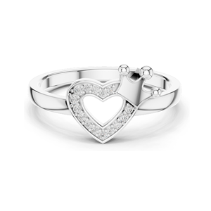 Bague en diamant de laboratoire Heart & Crown pour femmes, or 18 carats, 14 carats, 10 carats et argent 925, or rose, jaune, blanc, clarté VVS-VS EF - Product Image 1