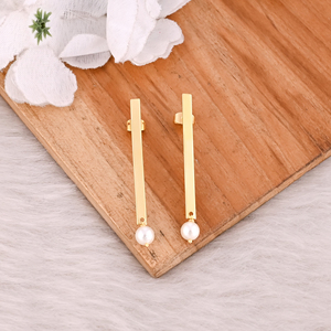 Pendientes de Latón de Alta Calidad, Pendientes de Botón de Latón Chapados en Oro con Cuentas de Perlas para Fiestas, Artesanía, Producto Más Vendido - Product Image 2