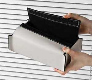 Boîte à mouchoirs en cuir véritable faite à la main, luxe et décontractée, pour table à manger, salle de bain, voiture |   Personnalisation de la marque OEM disponible - Product Image 3