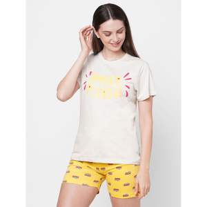 Pyjama imprimé en tricot 100 % coton Evolve pour femme (ensemble short) – Vêtement de nuit confortable et décontracté avec taille élastique et touche sexy - Product Image 2