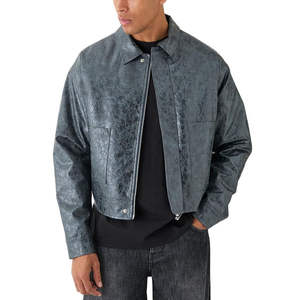 Blouson d'hiver respirant et chauffant pour homme, style américain, en cuir de vachette ciré bordeaux, style motard, col montant, personnalisable - Product Image 4