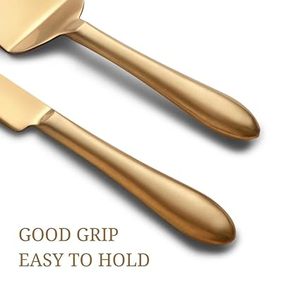 Wholesale Sleek Elegant Stainless Steel <b>Cake</b> Serving Set Gold <b>Cake</b> Knives Cutter <b>Cake</b> Knife and Server Set for Wedding - Product Image 4