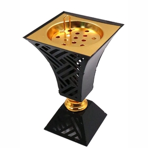 Brûleur d'encens Bakhoor de table en métal, élégant, esthétique, design moderne, de haute qualité, religieux, arabe, décoratif pour la maison, noir - Product Image 3