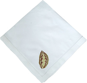 Haute qualité coton brodé à la main feuille jaune serviette de Table ourlet dîner serviette maison hôtel Restaurant mariage vacances - Product Image 4