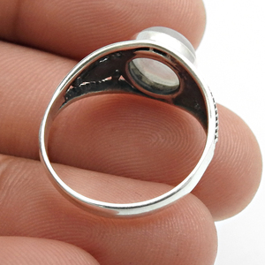 925 Sterling Silver Natural Rainbow Moonstone Round Shape Classic <b>Ring</b> for Woman <b>Girls</b> Handmade Fine Jewelry Bulk Supplier India - Product Image 5