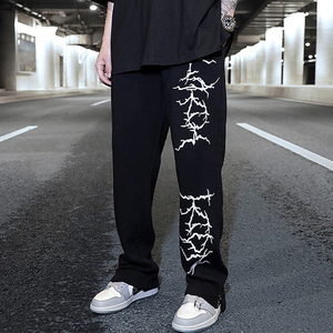 Pantalon de survêtement évasé avec impression bouffante et logo personnalisé Pantalon de survêtement avec impression bouffante personnalisée dernier modèle Pantalon de survêtement avec impression bouffante personnalisée - Product Image 3