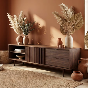 โต๊ะวางทีวีไม้สักแท้ 100% ดีไซน์ทันสมัย คุณภาพสูง เหมาะสำหรับห้องนั่งเล่น ห้องนอน และอพาร์ตเมนต์ - Product Image 1