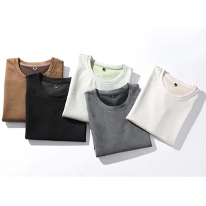 Camiseta de ajuste regular de algodón 100% de lujo para hombre con cuello redondo acanalado, ropa de calle personalizable transpirable y ecológica, camiseta en blanco - Product Image 1