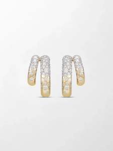 Pendientes de Aro con Diamantes Cultivados en Laboratorio, Corte Garra, 0.98 Ct, Color GH, Claridad VS, 125 Piedras, Oro Amarillo de 14K, Diseño Texturizado - Product Image 1