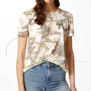 Camisetas de Verano para Mujer al por Mayor, Estampado de Camuflaje Personalizado 2026, Ecológicas, de Algodón, Manga Corta, Cuello Redondo - Product Image 4