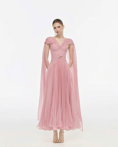 Vestido de Noche Rosa Plisado Elegante para Mujer, Vestido de Fiesta Personalizado, Fabricante Mayorista OEM ODM de Vietnam - Product Image 4