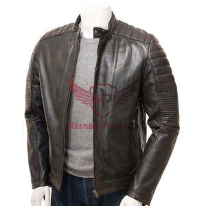 Dé rienda suelta a su estilo con la chaqueta de motorista de cuero marrón para hombre-Chaqueta de motocicleta totalmente personalizable para una declaración personalizada - Product Image 1