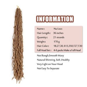 Precio al por Mayor de Trenzas de Cabello de Ganchillo Nu Locs de 18, 24 y 36 Pulgadas para Mujer Negra, Cabello Sintético Largo Estilo Goddess Locs - Product Image 2