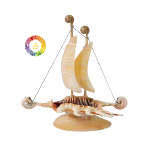 Modelo de barco de concha marina natural-Adornos artesanales inspirados en el océano | Hecho en Vietnam - Product Image 3
