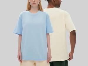 T-shirt unisexe à épaules tombantes en gros surdimensionné en coton col rond Logo personnalisé à manches courtes Streetwear confortable - Product Image 3