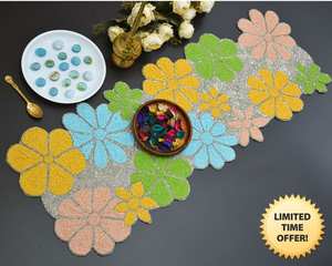 Camino de mesa con cuentas multicolor floral hecho a mano elegante decoración de mesa de comedor para Halloween - Product Image 2