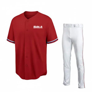 Uniforme de baseball tendance pour hommes, tissu en polyester léger et respirant, personnalisable, coupe confortable, vêtements d'entraînement pour les sports d'équipe - Product Image 1