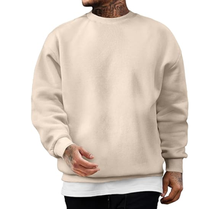 Sudadera de cuello redondo de color sólido holgada para hombre con manga larga, jerséis de Tela con estampado de fábrica personalizado para comercio exterior - Product Image 1