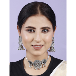 Black Flower Peacock <b>Choker</b> for Party Occasions - Product Image 3