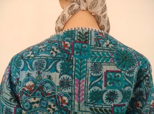 Chaqueta de Algodón Estampada Transpirable y Ecológica para Mujer, Reversible, con Diseño Floral Azul, Estilo Indio, para Otoño e Invierno - Product Image 6