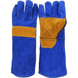2025 guantes de seguridad de cuero dividido de vaca azul con guantes de soldadura de lana de cuero azul guantes de trabajo diario reforzados con pulgar de Palma - Product Image 2