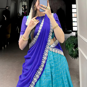 <b>Beautiful</b> Traditional Indian Pakistani Party Wear Outfit for Ladies High Quality Soft Net Lehenga Choli Zari Embroidery Dupatta - Product Image 1