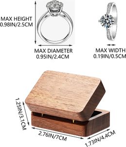 Boîte à bagues en bois vintage pour 2 bagues Cadeau de proposition unique pour les fiançailles et la cérémonie de mariage (intérieur noir) Boîte en bois à 2 fentes - Product Image 2
