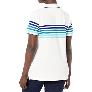 เสื้อยืดโปโลผู้หญิงคุณภาพสูงธรรมดาแขนสั้นลายทางเสื้อลำลองเข้ารูปใส่ทำงาน - Product Image 5