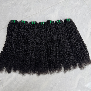 Pixie Curly Virgin Vietnamese Human Hair Bundles Natural Black Short Tight Curls Double Weft Full Ends Extensions <b>Sew</b> Wig Making - Product Image 1