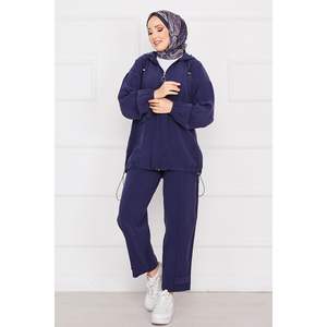 Ensemble 2 Pièces Décontracté à Capuche Bleu Marine - Product Image 2