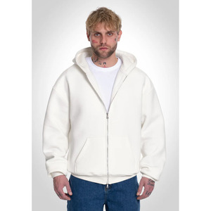 Sweat à capuche personnalisé de haute qualité en tissu polaire 100% coton couleur blanche motif solide sérigraphie pull à capuche pour hommes vente en gros - Product Image 4