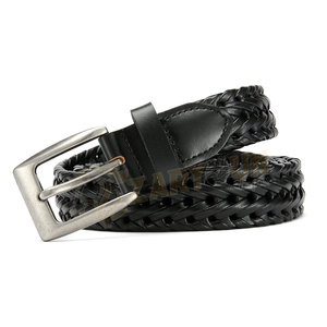 Cinturón de cuero PU informal de mejor diseñador para hombre con hebilla de alfiler Cuero genuino trenzado negro de alta calidad Nueva moda - Product Image 3