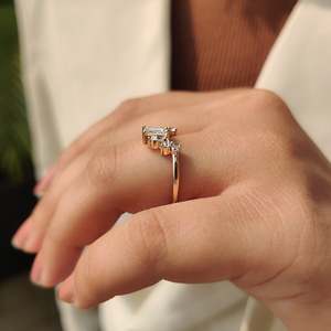 Tiara Wedding Band Tapered Baguette Diamond <b>Ring</b> 925 Silver/10K Gold VS Clarity - Product Image 3