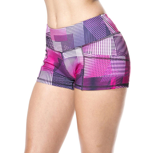 Pantalones cortos de entrenamiento alto para mujer, venta al por mayor, pantalones cortos atléticos para correr, gimnasio, secado rápido, poliéster, Spandex, transpirable, Fitness de verano - Product Image 1