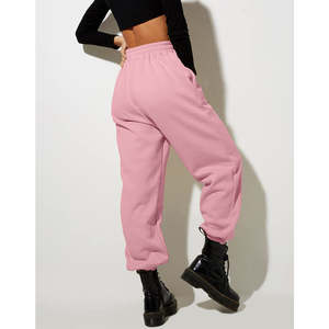 Pantalon de survêtement taille haute personnalisé pour femmes automne motif solide pantalon de jogging taille élastique bas de salon baggy pour les entraînements actifs - Product Image 3