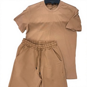 Mens Black T Shirt and Shorts <b>Set</b> Summer Casual Two Piece Outfit Soft Breathable Fabric Elastic Waist Short Sleeve Minimal Stree - Product Image 1