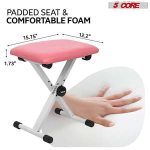 5 Core Keyboard <b>Bench</b> 2 Inch Padded Cushioned Piano Stool Height Adjustable 19" Guitar Seat Portable - Product Image 2