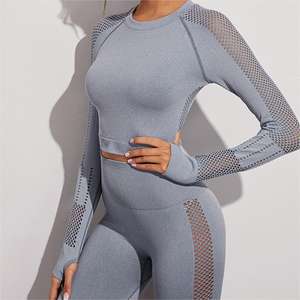 Hermoso estilo legging acanalado Yoga Wear Girl's Women's Gym Fitness Sets Ropa Entrenamiento Ropa deportiva Yoga Sets - Product Image 3