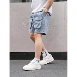 Pantalones Cortos Vaqueros Resistentes para Hombre con Dobladillos Deshilachados y Costuras Elegantes para Usar en Verano, Pantalones Cortos Vaqueros de Corte Urbano para Hombre - Product Image 2